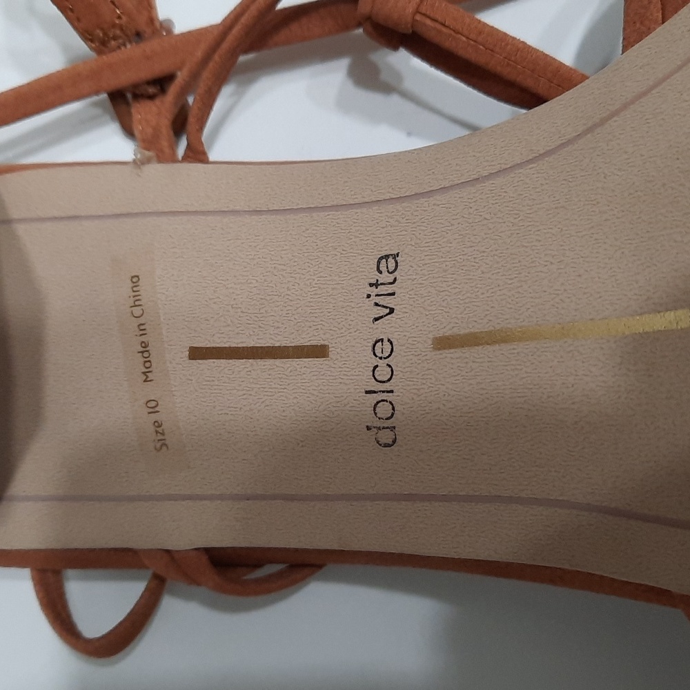 NWT DOLCE VITA BROWN MASH LACE UP SANDALS SZ 10 - Picture 3 of 12